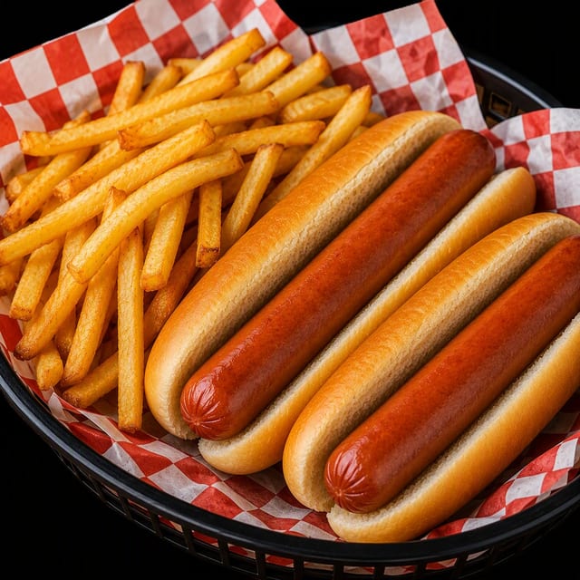 Thursday – 2 Beef Hot dogs & Fries.