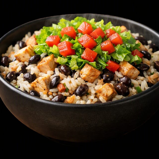 Black Beans, Rice & Chicken Bowl.